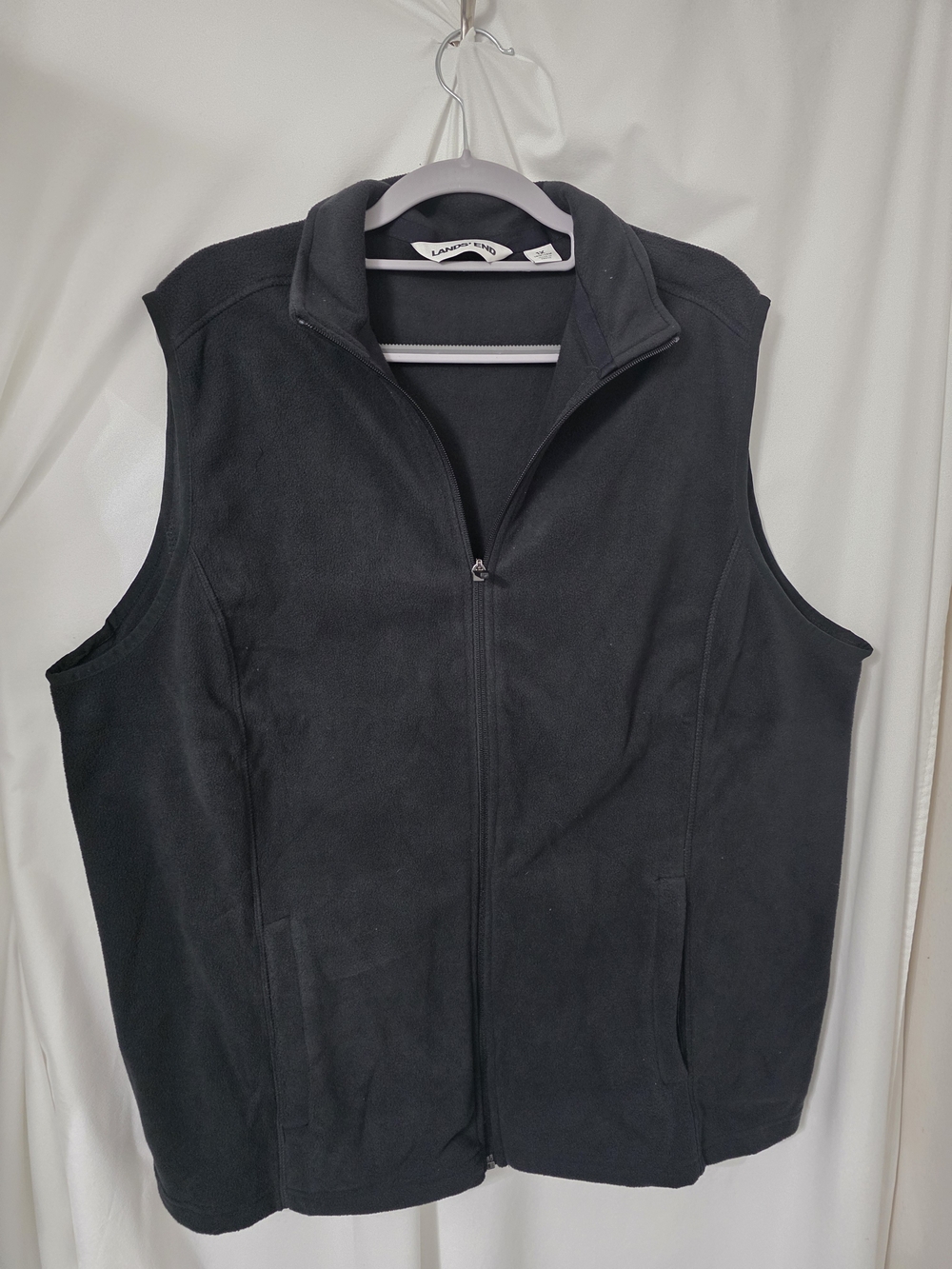 Lands' End Ladies Black Full-Zip Fleece Vest 1x
